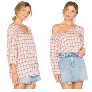 Soft Joie boho tassel top loose pink plaid